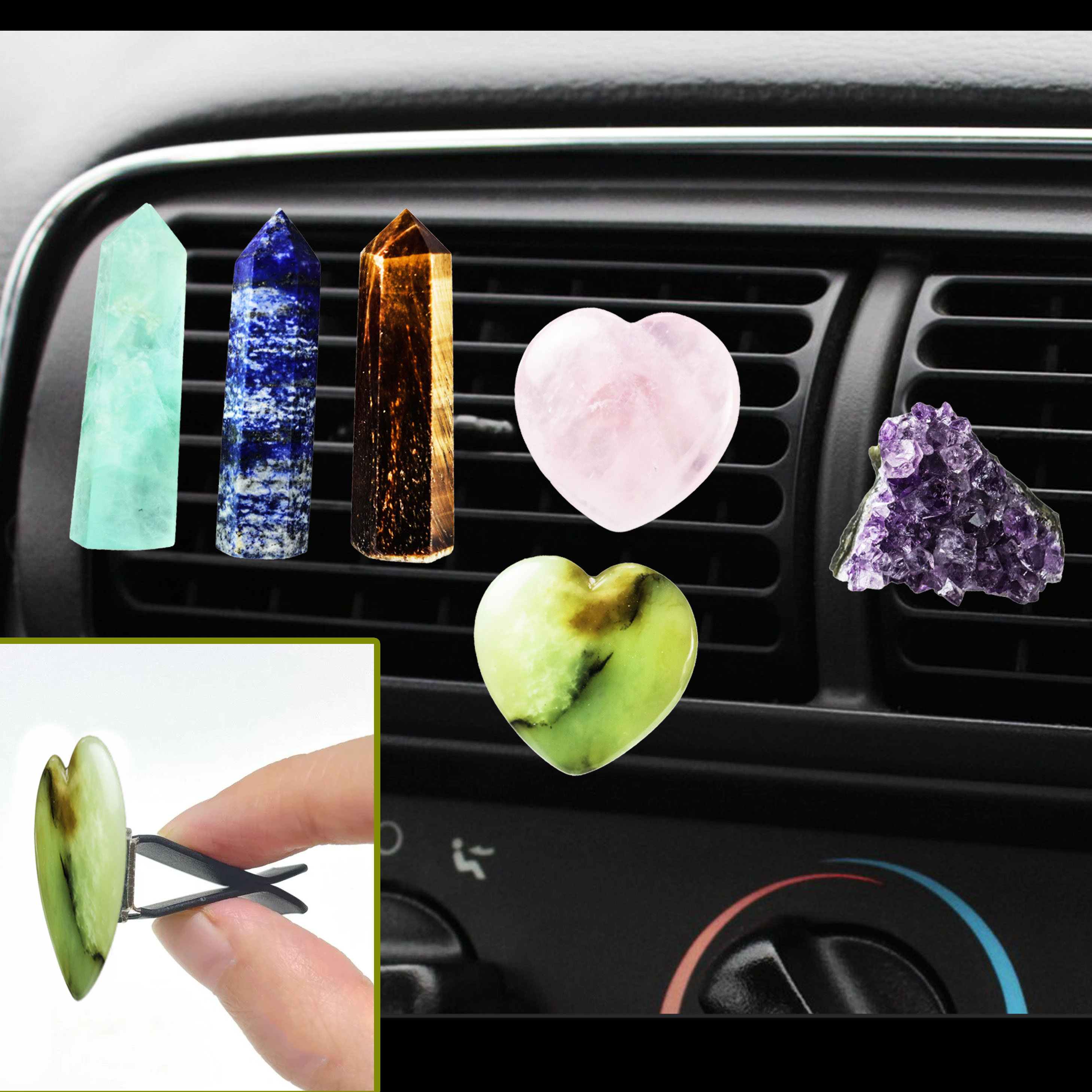 Crystal Gemstone Car Vent Clips