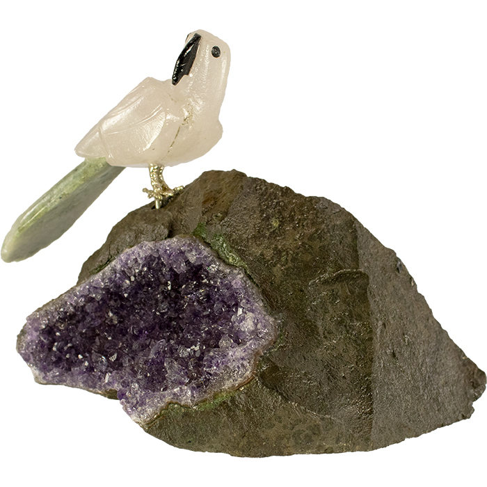 Gemstone Birds on Amethyst