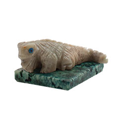 Carved Stone Iguana on Mineral Base