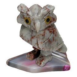 Carved Stone Owl on Base