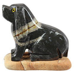 Large Carved Stone Dog on Stone Base