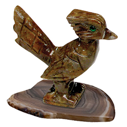 Carved Stone Roadrunner on Base