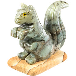 Large Carved Stone Squirrel on Stone Base