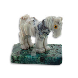 Carved Stone Horse on Base