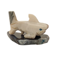 Carved Stone Shark on Base