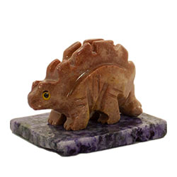 Carved Stone Stegosaurus on Base