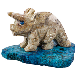 Carved Stone Triceratops on Base