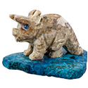 Carved Stone Triceratops on Base