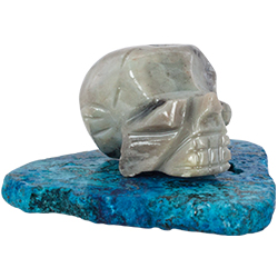 Carved Stone Skull on Base