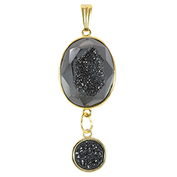 Aura Druzy with Drop Necklace - Gold