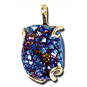 Blue Titanium Aura Druzy Necklace - Gold