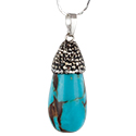 Turquoise Drop w/ Faceted Cap Necklace