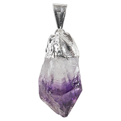 Natural Amethyst Point Necklace - Silver