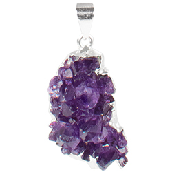 Small Amethyst Cluster Necklace - Silver