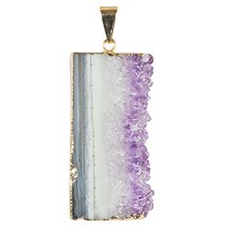 Amethyst Slice Necklace - Gold