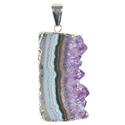 Amethyst Slice Necklace - Silver