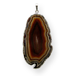 Enhanced Agate Slice Necklace - Silver