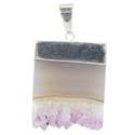 Amethyst Slice Open Down Necklace - Silver