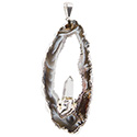 Geode Slice with Quartz Point Necklace