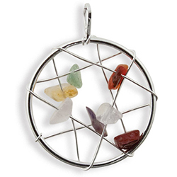 Dream Catcher Gemstones Necklace - Silver