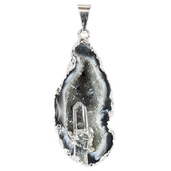 Geode Half with Quartz Point Necklace