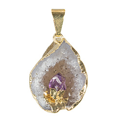 Geode Half with Amethyst Point Necklace