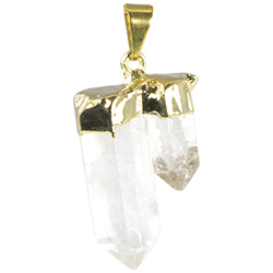 Quartz Point w/ Point Necklace - Gold