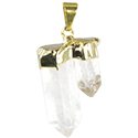 Quartz Point w/ Point Necklace - Gold