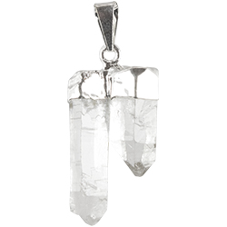 Quartz Point w/ Point Necklace - Silver