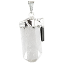 Quartz Point w/ Tourmaline Necklace - Silver