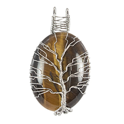 Wire Tree, Oval Gemstone Necklace