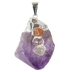 Amethyst Point with 3 Stones - Silver