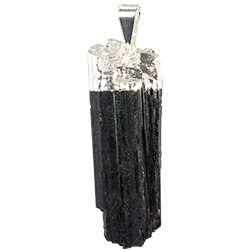 Natural Black Tourmaline Necklace - Silver