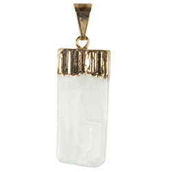 Small Selenite Pendant - Gold