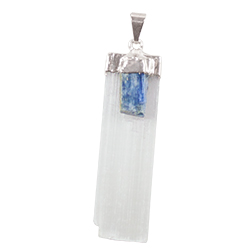 Selenite w/ Kyanite Necklace - Silver