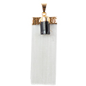 Selenite w/ Tourmaline Necklace - Gold