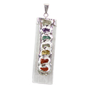 Selenite w/ Chakra Stones Necklace - Silver