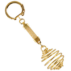 Tumbled Stone Swirl Cage Key Chain - Gold