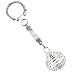 Tumbled Stone Swirl Cage Key Chain - Silver