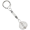 Tumbled Stone Swirl Cage Key Chain - Silver