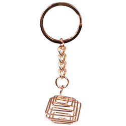 Tumbled Stone Square Cage Key Chain - Copper