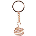 Tumbled Stone Square Cage Key Chain - Copper