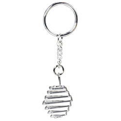 Tumbled Stone Square Cage Key Chain - Silver