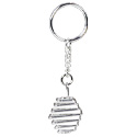 Tumbled Stone Square Cage Key Chain - Silver