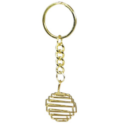 Tumbled Stone Square Cage Key Chain - Gold