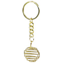 Tumbled Stone Square Cage Key Chain - Gold