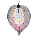 Feather Painted Leaf Necklace - Silver