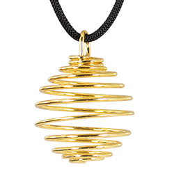 Tumbled Stone Swirl Cage Necklace - Gold