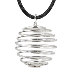 Tumbled Stone Swirl Cage Necklace - Silver