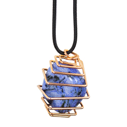 Tumbled Stone Square Cage Necklace - Copper